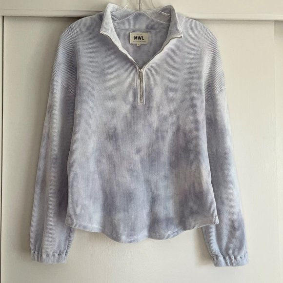 Madewell Tops - Madewell MWL Waffle Knit Tie Dye Half-Zip Sweatshirt Top Blue/Purple S